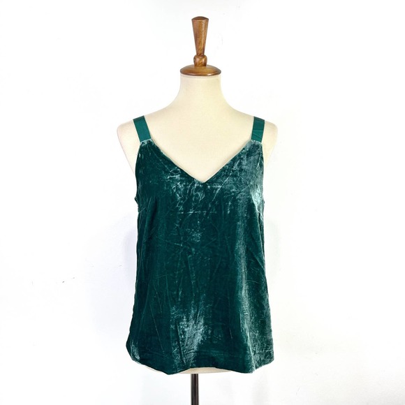 NWT J. Crew green velvet camisole tank top size XS - Picture 3 of 6